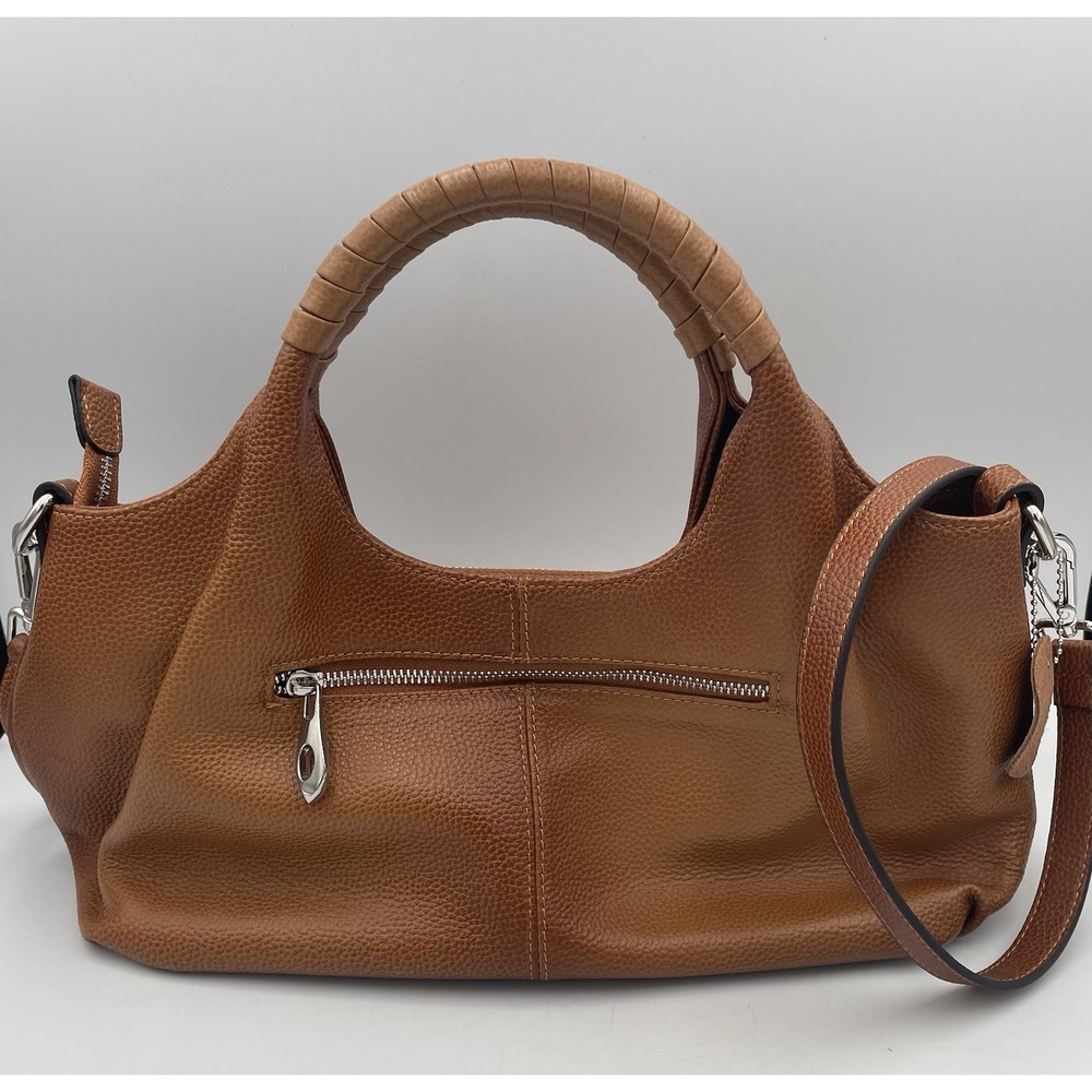 Iswee Pebbled Brown Genuine Leather Purse Crossbody Satchel Bag Shoulder Strap
